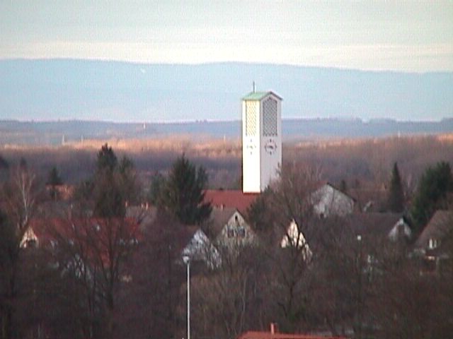 Gundelfinger Kirchturm, vom Rebberg aus gesehen
